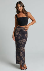 Everly Maxi Skirt - High Waisted Bodycon Skirt in Seraphina Print