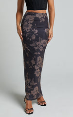 Everly Maxi Skirt - High Waisted Bodycon Skirt in Seraphina Print