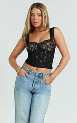 Francis Top - Lace Balconette Crop Top in Black