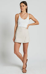 Gerry Skort - Twill Wrap Front Skort in Oyster