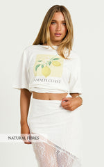 Joy Top - Oversized Amalfi Print T-Shirt in White