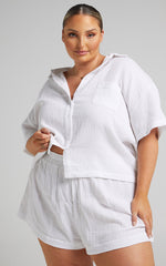 Donita Shorts - Elastic Waist Shorts in White