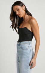 Katirina Top - Strapless Corset Bustier Top in Black