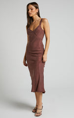 Kaya Midi Dress - Cupro Slip Dress in Chocolate