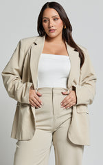 Lorcan Blazer - Oversized Boyfriend Fit Blazer in Stone