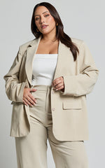Lorcan Blazer - Oversized Boyfriend Fit Blazer in Stone