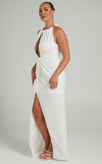 Banneth Midi Dress - Open Front Formal Dress in White