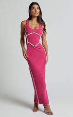 Magnolia Midi Dress - Scoop Neck Bodycon Dress in Pink