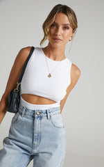 Malvina Bodysuit - Cut Out Ribbed Bodysuit in White