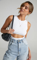 Malvina Bodysuit - Cut Out Ribbed Bodysuit in White