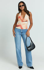 Nicole Top - Cowl Neck Halter Top in Multi