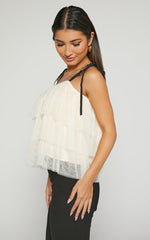 Ollea Top - Tiered Tie Strap Top in Cream