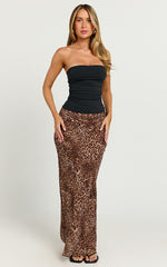 Oscar Maxi Skirt - High Waist Slip Skirt in Tonal Leopard Print