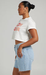 Slow Down Tee - Crop Tee in White