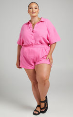 Donita Shorts - Elastic Waist Shorts in Pink