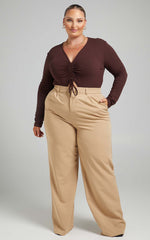 Lorcan Pants - High Waisted Tailored Pants in Camel