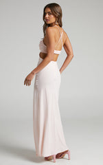 Reviena Maxi Dress - Cut Out Cowl Neck Dress in Dusty Pink