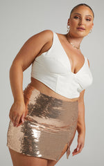 Ingrid Mini Skirt - Sequin Skirt in Rose Gold