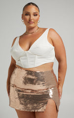 Ingrid Mini Skirt - Sequin Skirt in Rose Gold