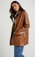 Samanfa Jacket - Faux Leather Jacket in Tan