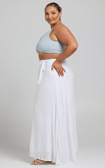 Break A Leg Maxi Skirt - Wrap Tie Skirt in White