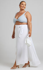 Break A Leg Maxi Skirt - Wrap Tie Skirt in White