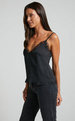 Tatito Top - Lace Detail Cami Top in Black