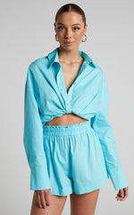 Terah Shirt - Button Up Shirt in Aqua Blue