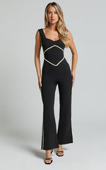 Tiarna Contrast Sweetheart Neck Line Jumpsuit in Black