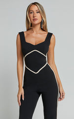 Tiarna Contrast Sweetheart Neck Line Jumpsuit in Black