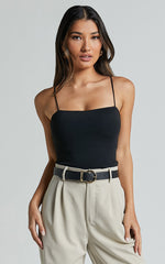 Winona Top - Square Neck Strappy Cami in Black