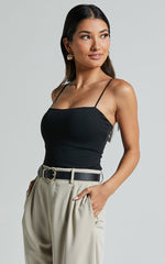 Winona Top - Square Neck Strappy Cami in Black