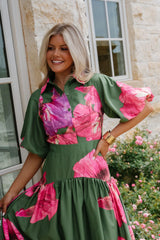 Kaley Floral Maxi Dress-Olive
