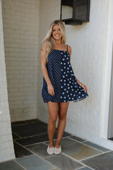 Mixed Polka Dot Mini Dress-Midnight