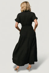 Aizey Button Up Maxi Dress | Black