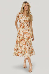 Aliyah Midi Dress | Coral Floral