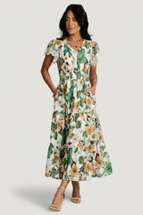 Aliyah Midi Dress | Green Floral