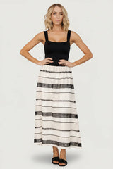 Alondra Woven Skirt | Cream + Black