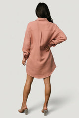 Andres Button Shirt Dress | Dusty Rose