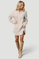 Andres Button Shirt Dress | Light Sage