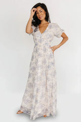 Ardley Maxi Dress | Cream + Blue