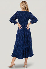 Aubrey Smocked Midi Dress | Navy Floral