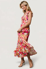 Ayla Tiered Maxi Dress | Pink Multi Floral
