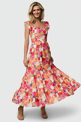 Ayla Tiered Maxi Dress | Pink Multi Floral