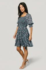 Azlyn Smocked Short Dress | Blue Multi