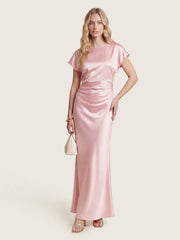 Captivating Presence Satin Cowl Back Maxi Dress