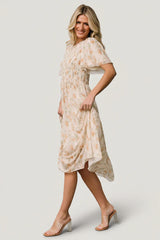 Bailey Smocked Midi Dress | Ivory + Golden Floral