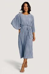 Bethany Pleated Midi Dress | Light Blue