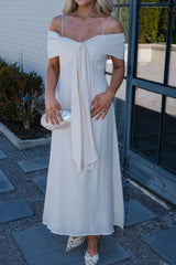 Lana Bow Dress-Cream