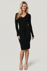 Blayne Ribbed Midi Dress | Black